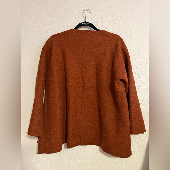 Eileen Fisher Women Rust Felted Alpaca Wool Melange Cardigan Sweater - Picture 5 of 6